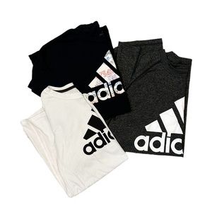 Adidas Black White Heather Black Gray Athletic Short Sleeve T-Shirts BUNDLE OF 3